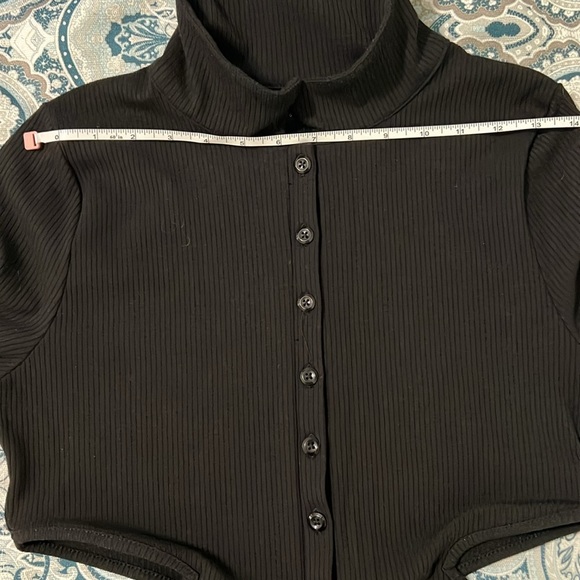 Urban Outfitters|Black Bodycon Ribbed Mini Dress w Collar & Side Cut-Out Detail• - Picture 9 of 9